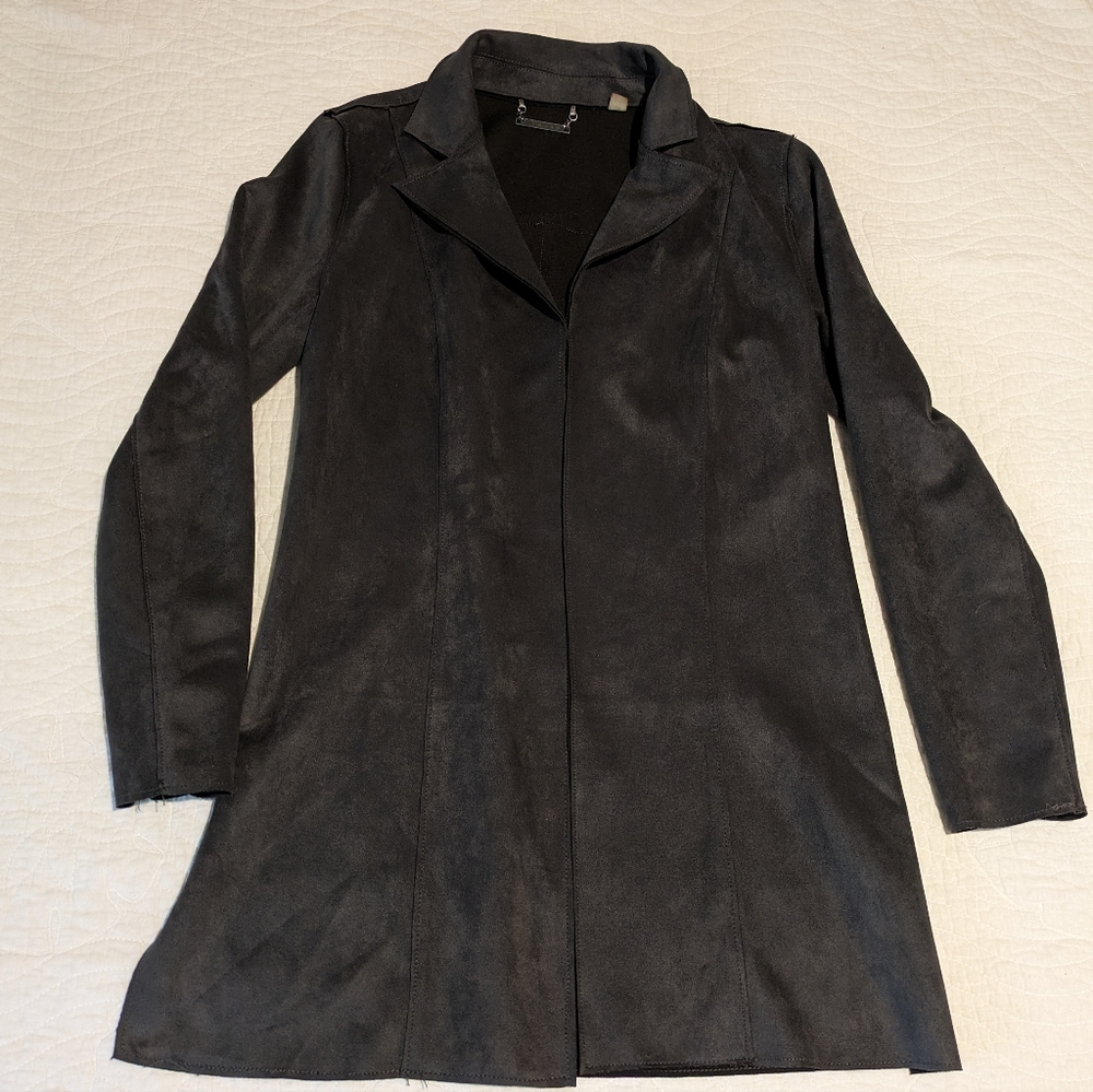 T Tahari Suede Stretch Dress Coat
